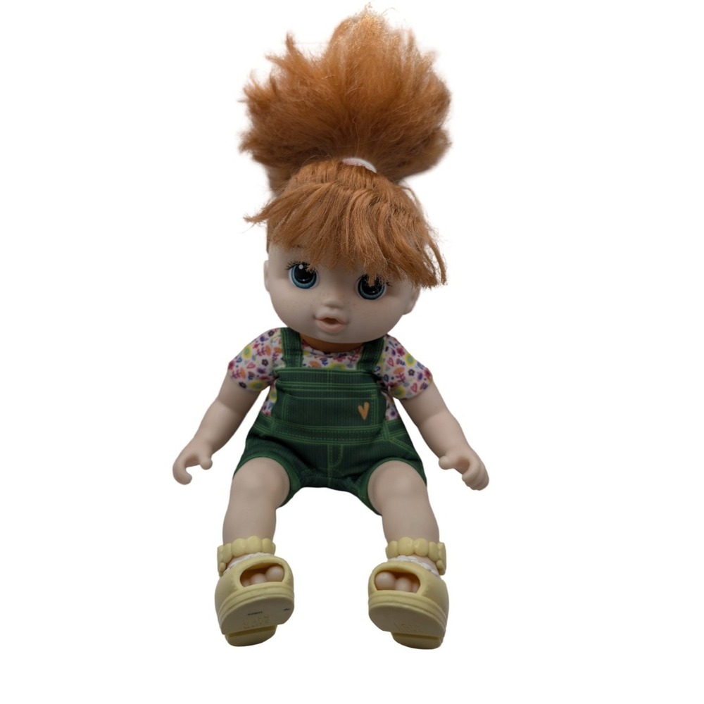 2018 Hasbro Baby Alive Soft Body Doll Red Hair Green Overalls EUC 12"